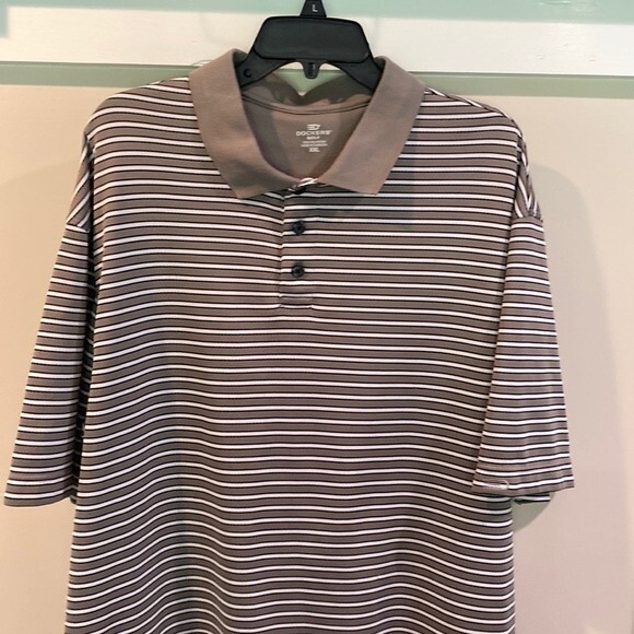 677) EUC Brown Striped Men’s Sz. XXL Dockers Golf Polo - Picture 1 of 3